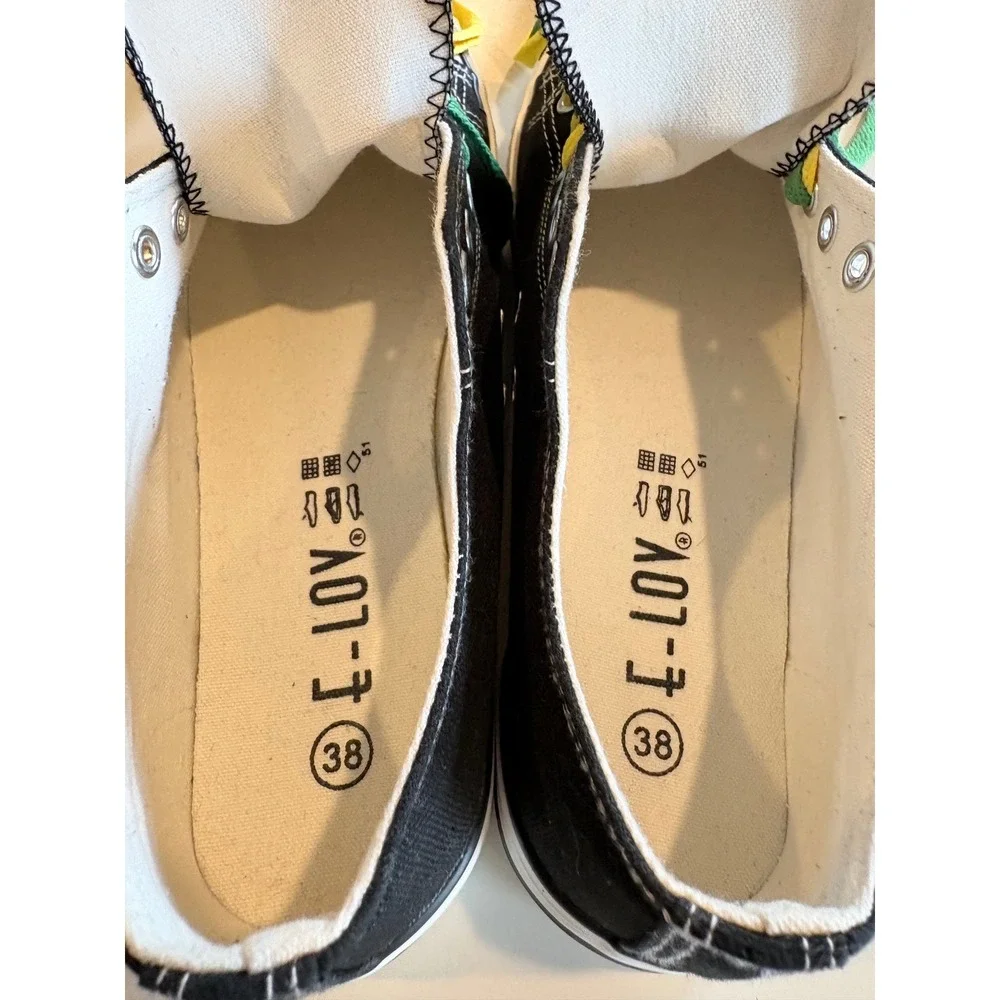 E-LOV‎ Green Bay Packers Canvas Low Top Sneakers Black Womens Size 38 7.5